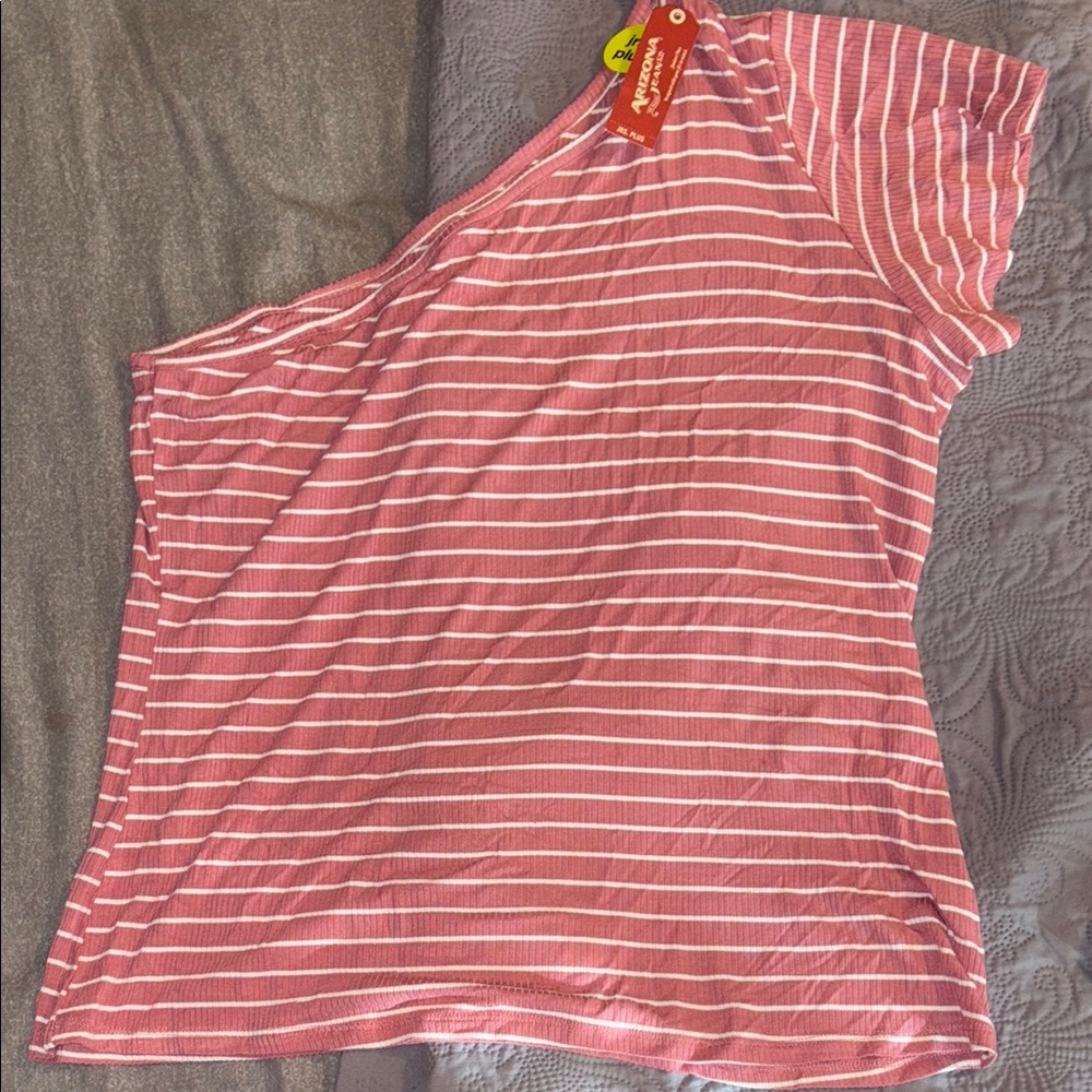 Pink Striped One-Shoulder Top